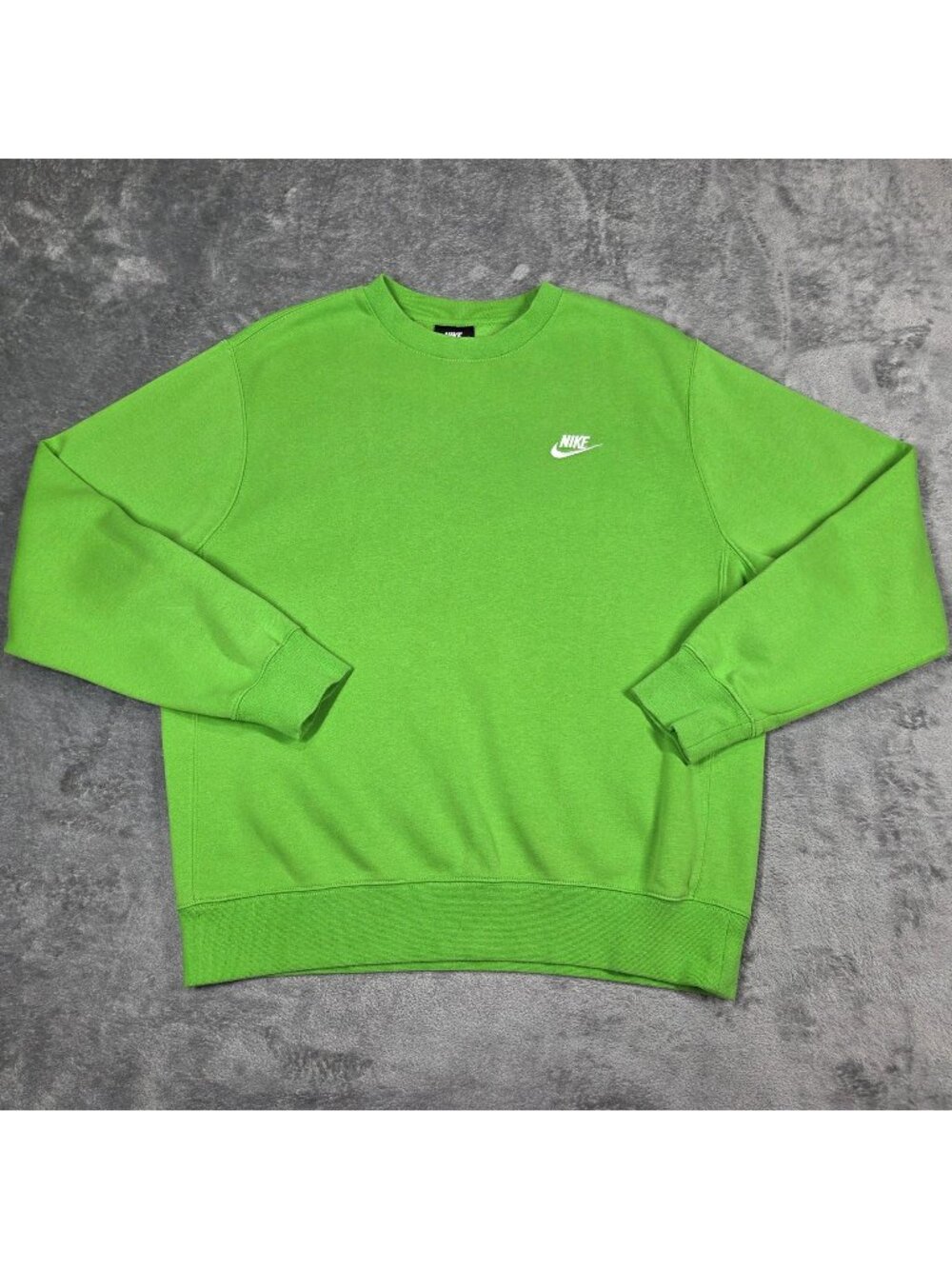 Nike Sweatshirt Mens Medium Bright Green Sportswear Club Fleece Athletic Top